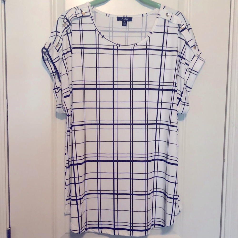 Black and white plaid blouse